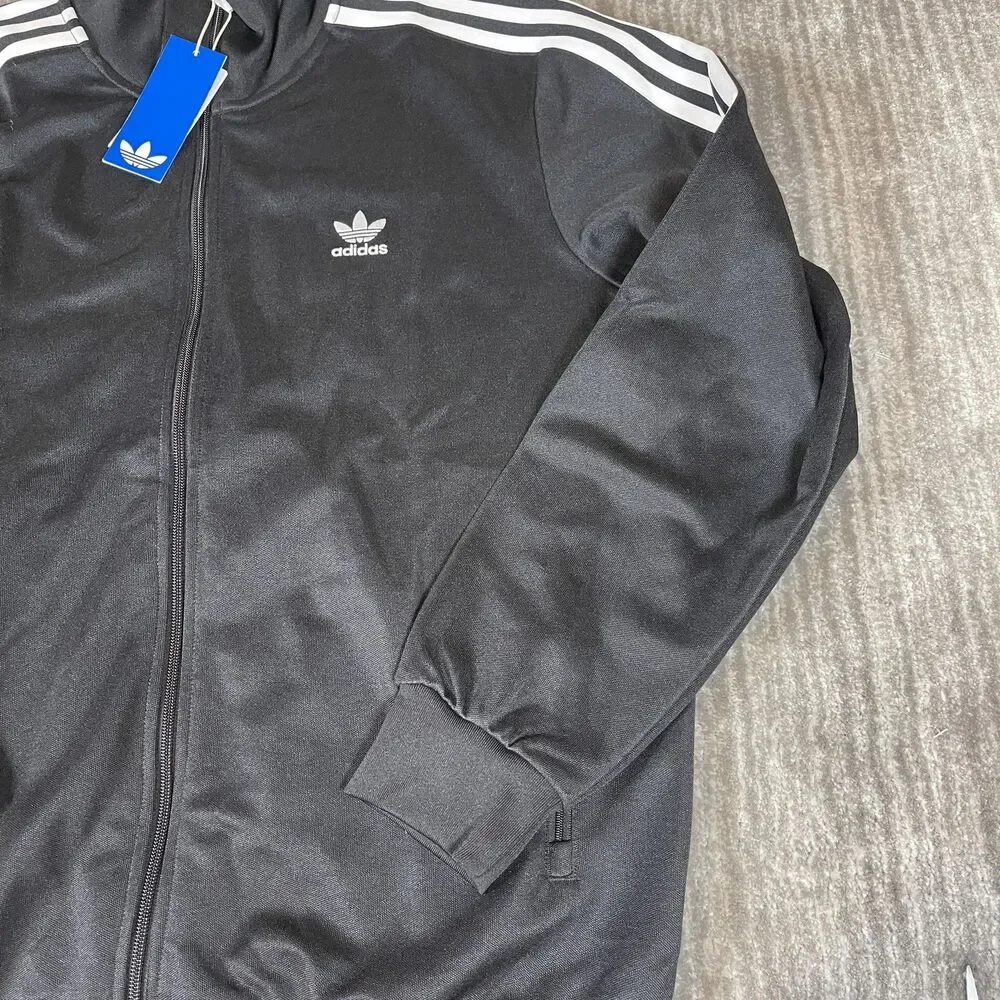 Adidas Classic TT Track Jacket Mens XL Black 3 Stripe Originals IY8077 New